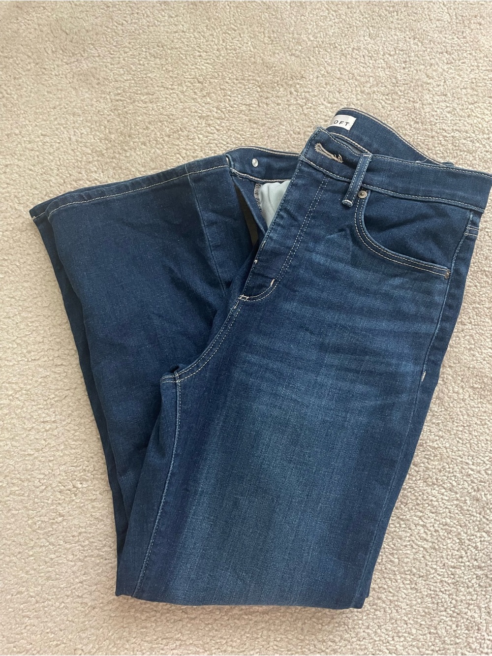 LOFT Women's Dark Blue Wash The Kick Crop Denim Jeans